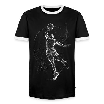 Illustration dynamique de joueur de basket-ball - T-shirt contrasté Homme - noir/blanc - Devant - AI Model Female 172 light (172cm) & AI Model Male 178 light (178cm)