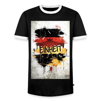 Deutsche Einheit Berlin Brandenburger Tor Poster - Männer Kontrast-T-Shirt - Schwarz/Weiß - Vorne - AI Model Female 172 light (172cm) & AI Model Male 178 light (178cm)