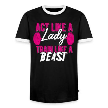Fitness Gym - Männer Kontrast-T-Shirt - Schwarz/Weiß - Vorne - AI Model Female 172 light (172cm) & AI Model Male 178 light (178cm)