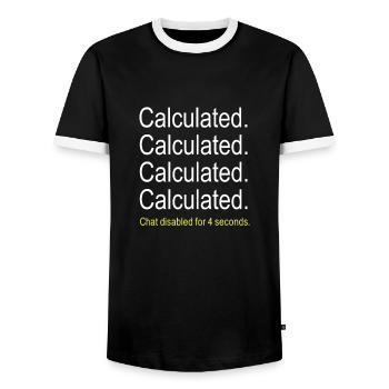 Rocketeer League - Calculated Chat Disabled - Men's Ringer Shirt - black/white - Front - AI Model Female 172 light (172cm) & AI Model Male 178 light (178cm)
