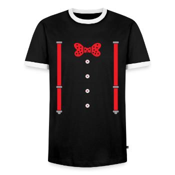 Saint-Valentin cadeau bretelles de mouche - T-shirt contrasté Homme - noir/blanc - Devant - AI Model Female 172 light (172cm) & AI Model Male 178 light (178cm)