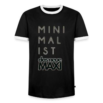 Minimalist - Minimalismus ist das neue MAXI - Männer Kontrast-T-Shirt - Schwarz/Weiß - Vorne - AI Model Female 172 light (172cm) & AI Model Male 178 light (178cm)