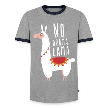 Lama, Lamas, Dramalama, Wortspiel, Spruch, lustig - Männer Kontrast-T-Shirt - Grau/Navy  - Vorne - AI Model Female 172 light (172cm) & AI Model Male 178 light (178cm)