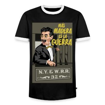 GROUCHO More Wood - Men's Ringer Shirt - black/white - Front - AI Model Female 172 light (172cm) & AI Model Male 178 light (178cm)