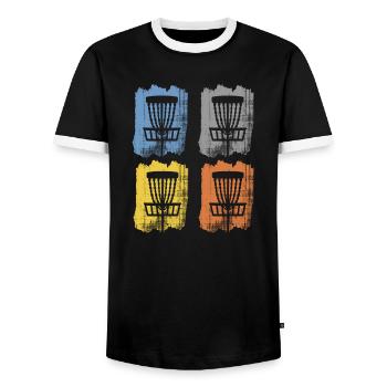 discgolf - Männer Kontrast-T-Shirt - Schwarz/Weiß - Vorne - AI Model Female 172 light (172cm) & AI Model Male 178 light (178cm)