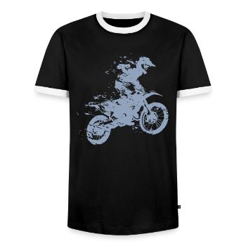 MOTOCROSS - T-shirt contrasté Homme - noir/blanc - Devant - AI Model Female 172 light (172cm) & AI Model Male 178 light (178cm)