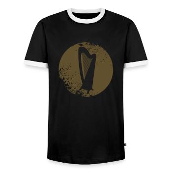 harfe - Männer Kontrast-T-Shirt - Schwarz/Weiß - Vorne - AI Model Female 172 light (172cm) & AI Model Male 178 light (178cm)