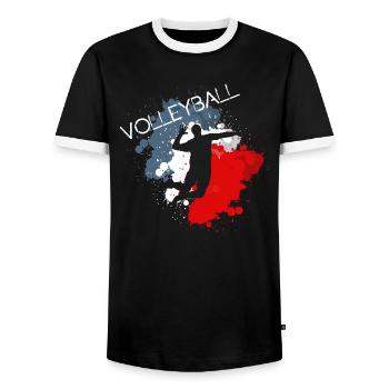 volley-ball, volley-ball - T-shirt contrasté Homme - noir/blanc - Devant - AI Model Female 172 light (172cm) & AI Model Male 178 light (178cm)