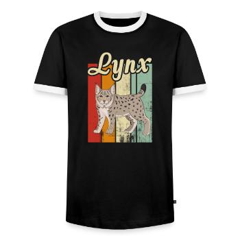 Jüngerer Luchs - Männer Kontrast-T-Shirt - Schwarz/Weiß - Vorne - AI Model Female 172 light (172cm) & AI Model Male 178 light (178cm)