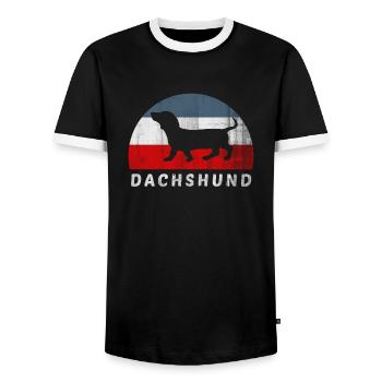 Dackel - Männer Kontrast-T-Shirt - Schwarz/Weiß - Vorne - AI Model Female 172 light (172cm) & AI Model Male 178 light (178cm)