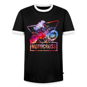 Motocross - Men's Ringer Shirt - black/white - Front - AI Model Female 172 light (172cm) & AI Model Male 178 light (178cm)