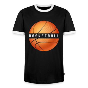 basketball - Men's Ringer Shirt - black/white - Front - AI Model Female 172 light (172cm) & AI Model Male 178 light (178cm)
