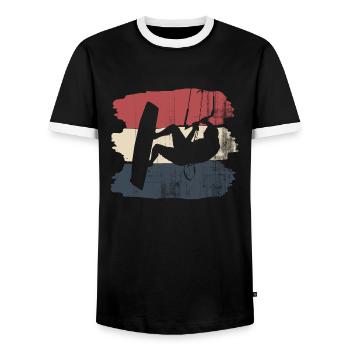 Kitesurfing - Men's Ringer Shirt - black/white - Front - AI Model Female 172 light (172cm) & AI Model Male 178 light (178cm)