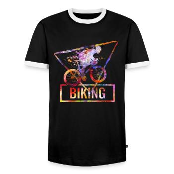 Faire du vélo - T-shirt contrasté Homme - noir/blanc - Devant - AI Model Female 172 light (172cm) & AI Model Male 178 light (178cm)