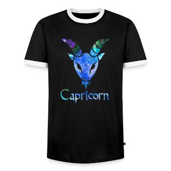 Capricorne - T-shirt contrasté Homme - noir/blanc - Devant - AI Model Female 172 light (172cm) & AI Model Male 178 light (178cm)