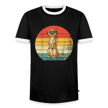meerkat - Men's Ringer Shirt - black/white - Front - AI Model Female 172 light (172cm) & AI Model Male 178 light (178cm)