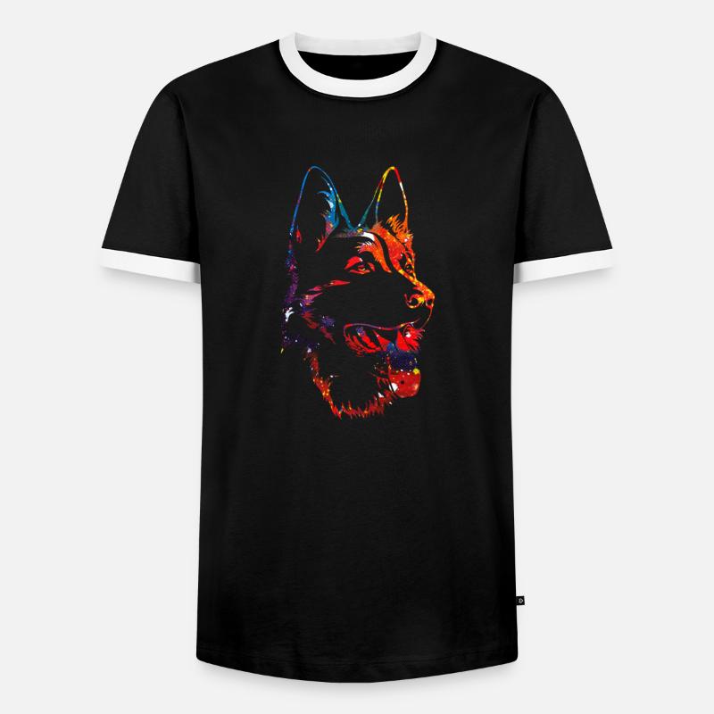 Deutscher Schäferhund - Männer Kontrast-T-Shirt - Schwarz/Weiß