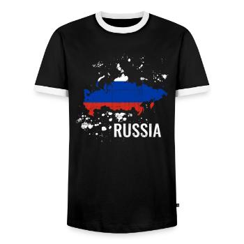 Russie - T-shirt contrasté Homme - noir/blanc - Devant - AI Model Female 172 light (172cm) & AI Model Male 178 light (178cm)