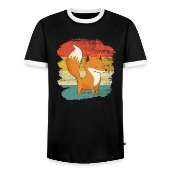 Renard - T-shirt contrasté Homme - noir/blanc - Devant - AI Model Female 172 light (172cm) & AI Model Male 178 light (178cm)
