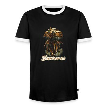 samouraï - T-shirt contrasté Homme - noir/blanc - Devant - AI Model Female 172 light (172cm) & AI Model Male 178 light (178cm)