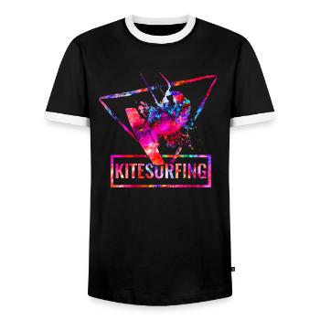 Kitesurfing - Men's Ringer Shirt - black/white - Front - AI Model Female 172 light (172cm) & AI Model Male 178 light (178cm)