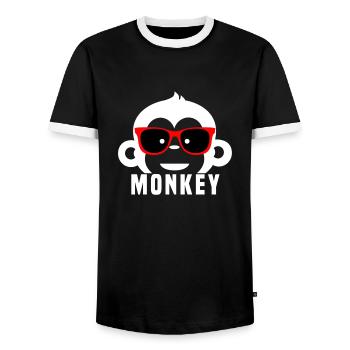 singe - T-shirt contrasté Homme - noir/blanc - Devant - AI Model Female 172 light (172cm) & AI Model Male 178 light (178cm)