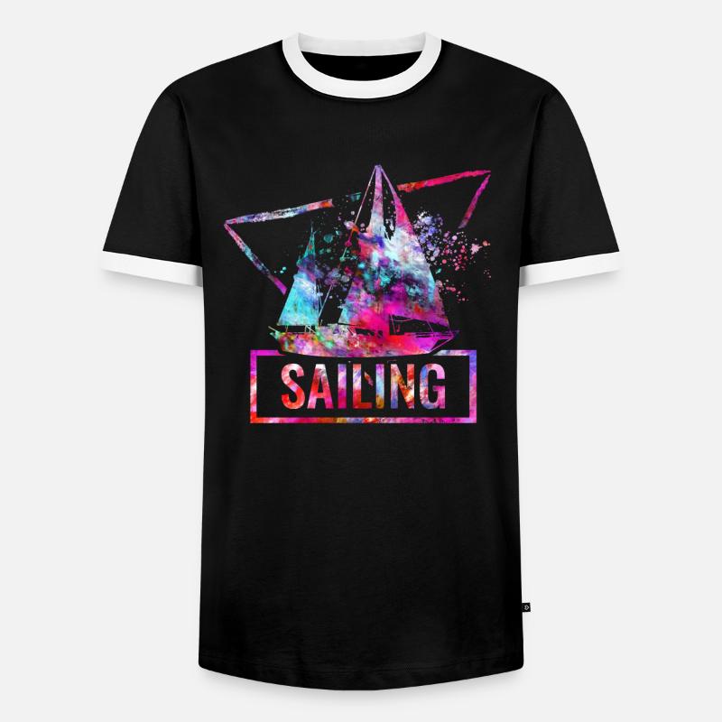 sailing - Men's Ringer Shirt - black/white