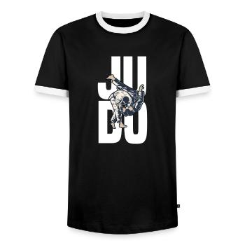 JUDO - T-shirt contrasté Homme - noir/blanc - Devant - AI Model Female 172 light (172cm) & AI Model Male 178 light (178cm)