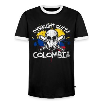Colombia - Men's Ringer Shirt - black/white - Front - AI Model Female 172 light (172cm) & AI Model Male 178 light (178cm)
