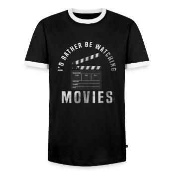Filme - Männer Kontrast-T-Shirt - Schwarz/Weiß - Vorne - AI Model Female 172 light (172cm) & AI Model Male 178 light (178cm)