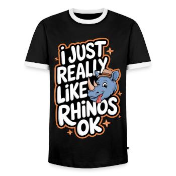Nashorn Rhinozeros - Männer Kontrast-T-Shirt - Schwarz/Weiß - Vorne - AI Model Female 172 light (172cm) & AI Model Male 178 light (178cm)