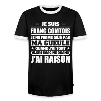 Franc comtois I don't shut my mouth frank comté - Men's Ringer Shirt - black/white - Front - AI Model Female 172 light (172cm) & AI Model Male 178 light (178cm)