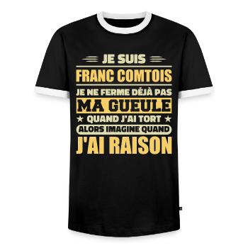 Franc comtois I don't shut my mouth frank comté - Men's Ringer Shirt - black/white - Front - AI Model Female 172 light (172cm) & AI Model Male 178 light (178cm)
