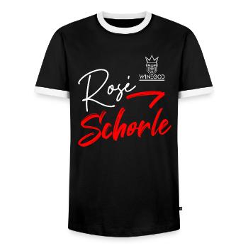 Winegod funny saying Rosé Schorle - Men's Ringer Shirt - black/white - Front - AI Model Female 172 light (172cm) & AI Model Male 178 light (178cm)