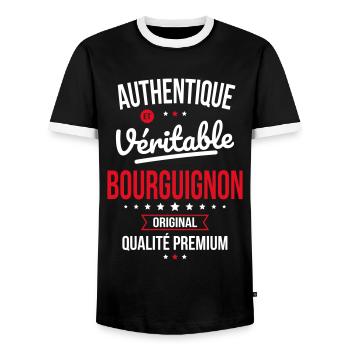 Authentique et véritable Bourguignon - Original - T-shirt contrasté Homme - noir/blanc - Devant - AI Model Female 172 light (172cm) & AI Model Male 178 light (178cm)