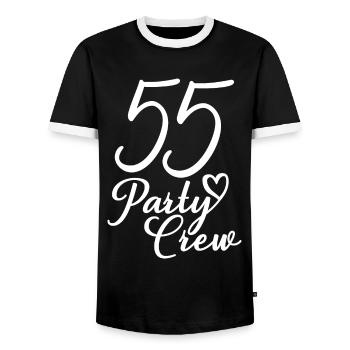 55 Party Crew 55th Birthday Party 55 Years Old - Men's Ringer Shirt - black/white - Front - AI Model Female 172 light (172cm) & AI Model Male 178 light (178cm)