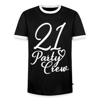 21 Party Crew 21st Birthday Party 21 ans - T-shirt contrasté Homme - noir/blanc - Devant - AI Model Female 172 light (172cm) & AI Model Male 178 light (178cm)