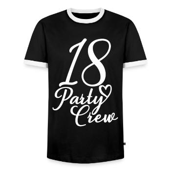 18 Party Crew 18th Birthday Party 18 Years Old - Men's Ringer Shirt - black/white - Front - AI Model Female 172 light (172cm) & AI Model Male 178 light (178cm)