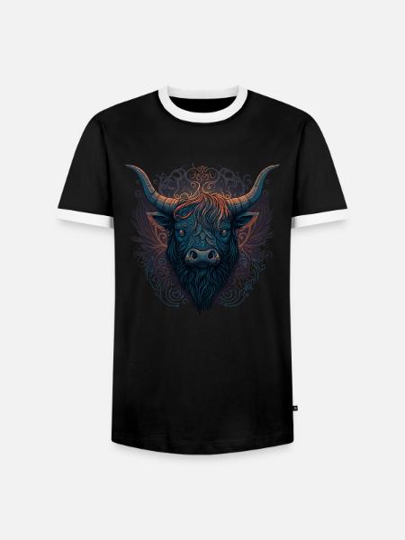 Schottisches Hochlandrind - Männer Kontrast-T-Shirt - Schwarz/Weiß