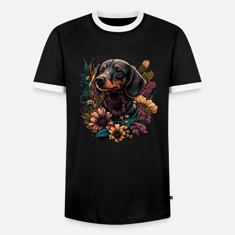 Dackel - Männer Kontrast-T-Shirt - Schwarz/Weiß