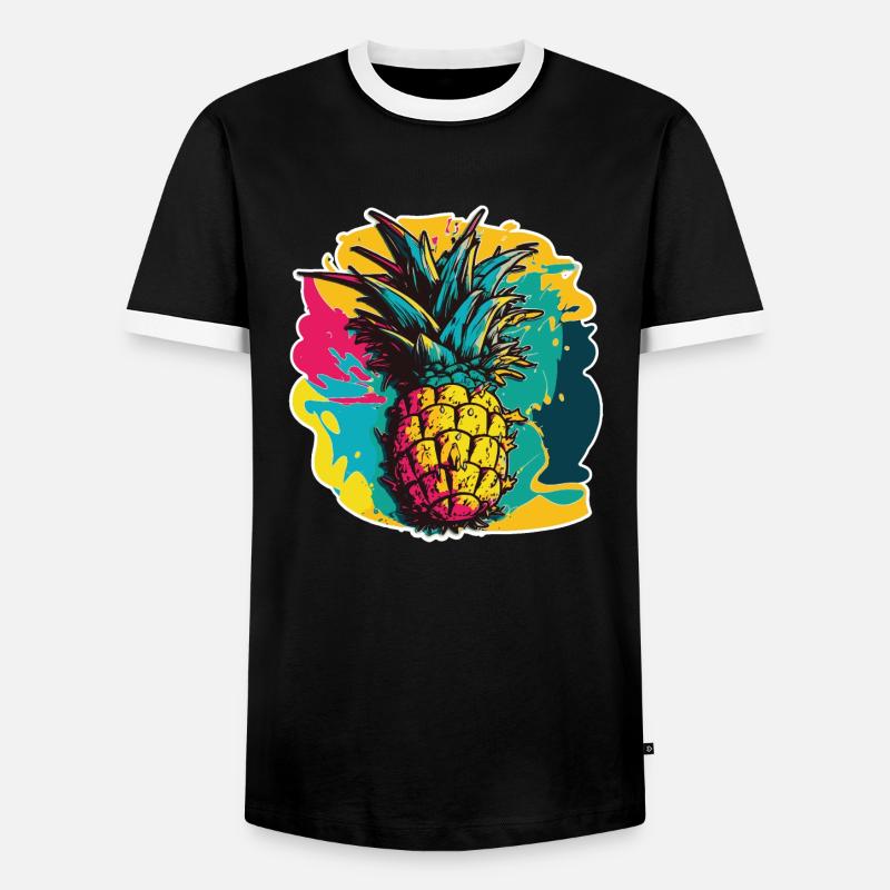 Pineapple Fruit - Men's Ringer Shirt - black/white