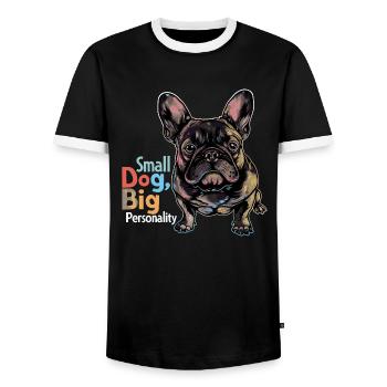 Cute french bulldog - Men's Ringer Shirt - black/white - Front - AI Model Female 172 light (172cm) & AI Model Male 178 light (178cm)