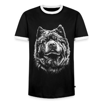 Chow Chow Portrait Chien Chien - T-shirt contrasté Homme - noir/blanc - Devant - AI Model Female 172 light (172cm) & AI Model Male 178 light (178cm)