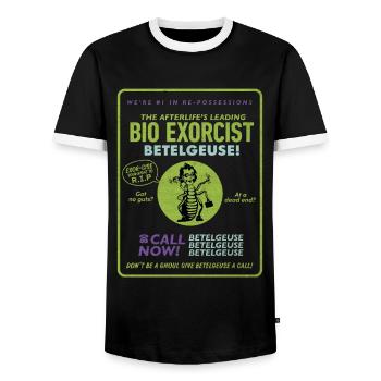 Beetlejuice 2 Bio Exorcist Betelgeuse! Anzeige - Männer Kontrast-T-Shirt - Schwarz/Weiß - Vorne - AI Model Female 172 light (172cm) & AI Model Male 178 light (178cm)