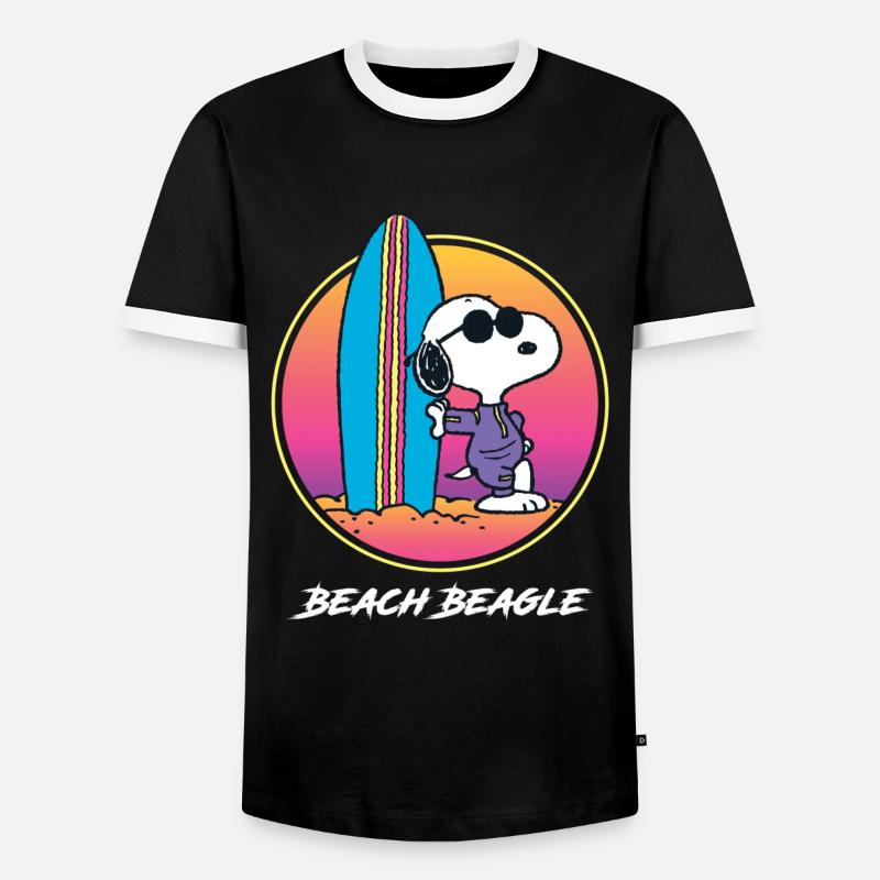 Peanuts Snoopy Beach Beagle - Men's Ringer Shirt - black/white