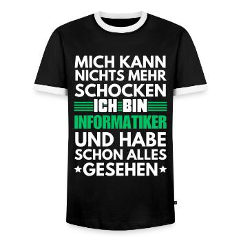 Unshockable computer scientist - Men's Ringer Shirt - black/white - Front - AI Model Female 172 light (172cm) & AI Model Male 178 light (178cm)