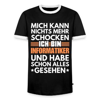 Non-shockable computer scientist - Men's Ringer Shirt - black/white - Front - AI Model Female 172 light (172cm) & AI Model Male 178 light (178cm)