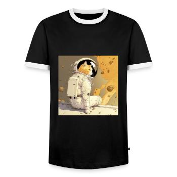 Weltall Spacecat Katze Astronaut Kater - Männer Kontrast-T-Shirt - Schwarz/Weiß - Vorne - AI Model Female 172 light (172cm) & AI Model Male 178 light (178cm)