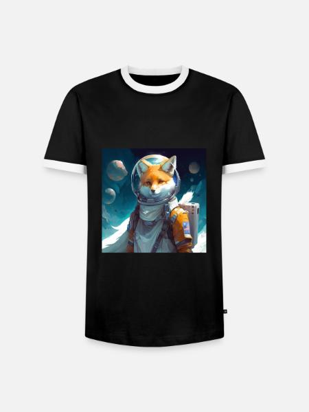 Spacefuchs Fuchs im All - Männer Kontrast-T-Shirt - Schwarz/Weiß
