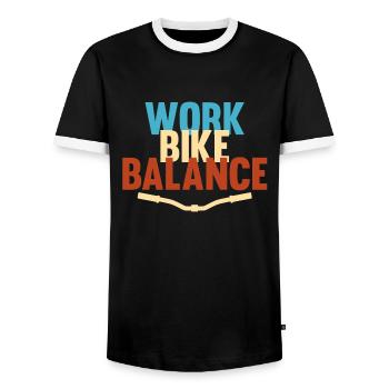 bicycle - Men's Ringer Shirt - black/white - Front - AI Model Female 172 light (172cm) & AI Model Male 178 light (178cm)